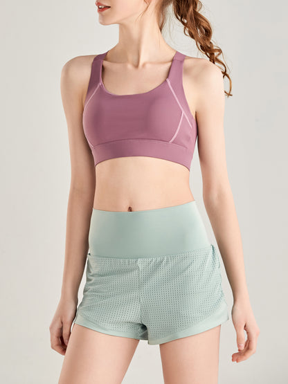 Pantalones cortos sueltos de secado rápido para correr, 2 en 1, para gimnasio