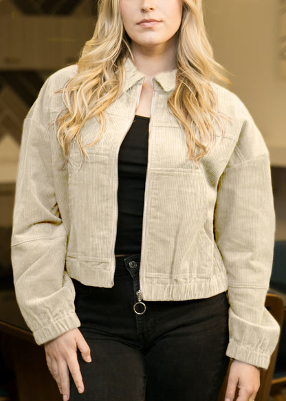 Chaqueta corta de pana de manga larga para mujer de Anna-Kaci