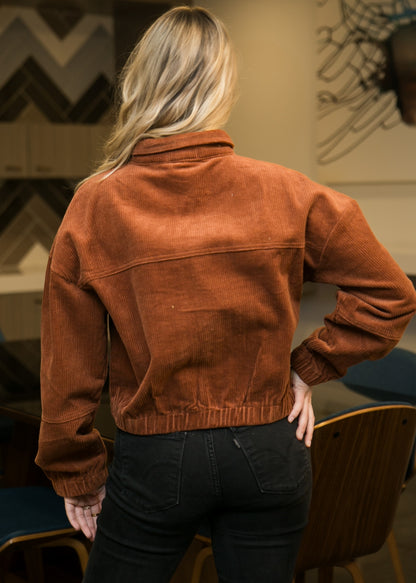 Chaqueta corta de pana de manga larga para mujer de Anna-Kaci