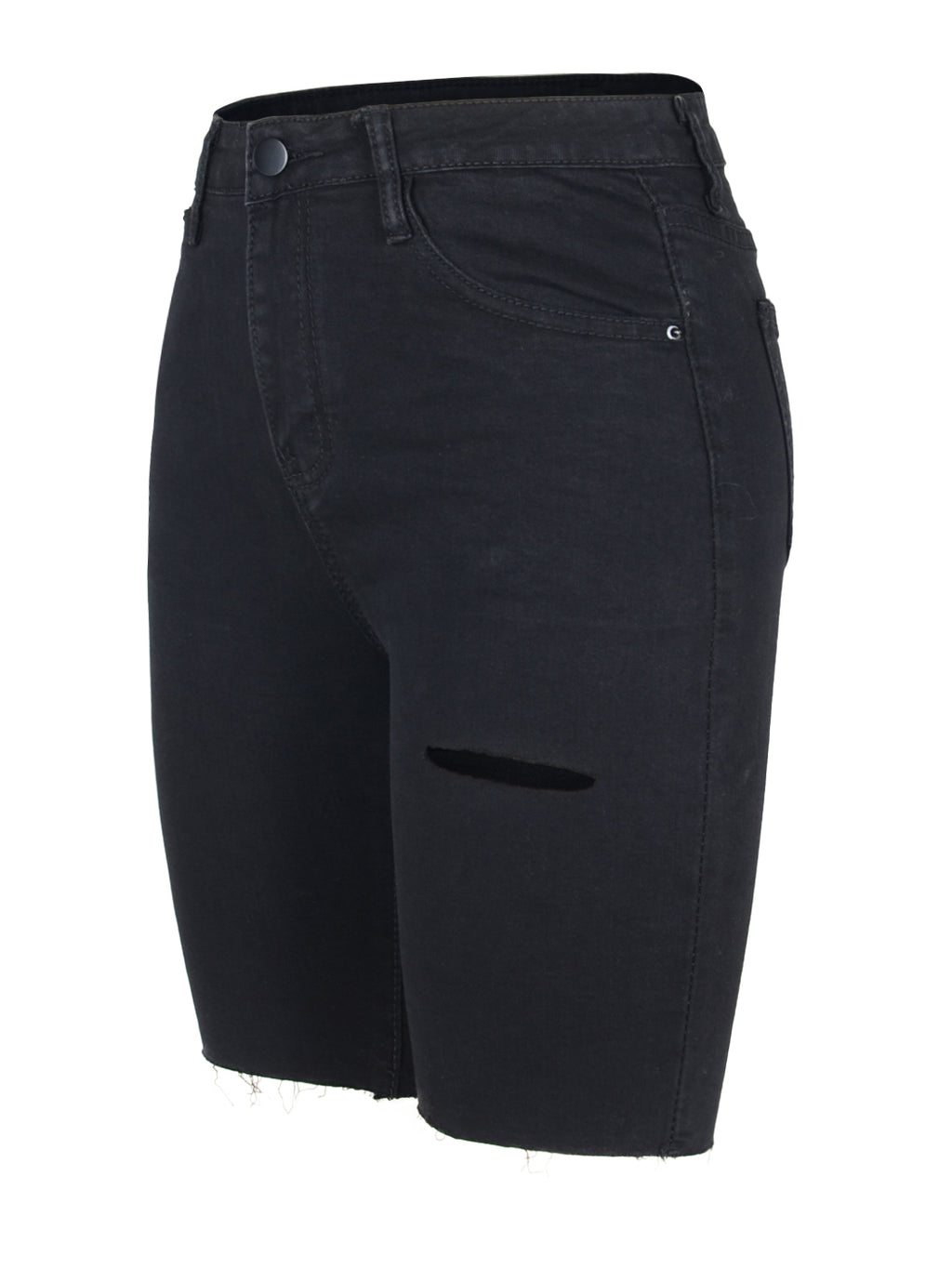 Pantalones cortos de mezclilla rotos con cintura alta