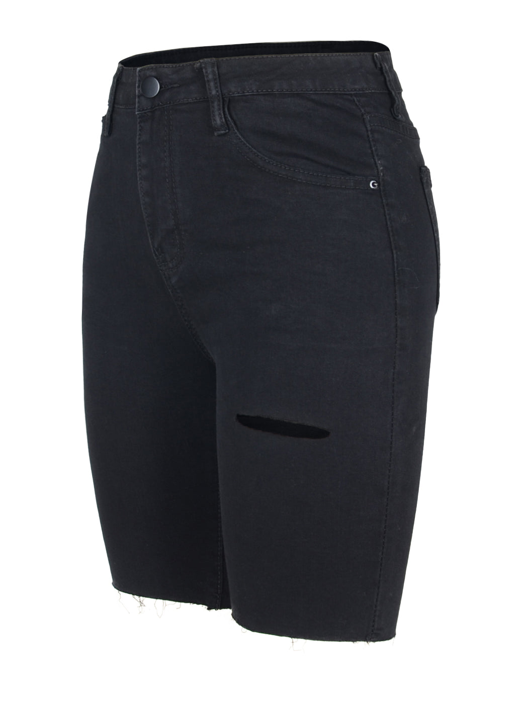 Pantalones cortos de mezclilla rotos con cintura alta