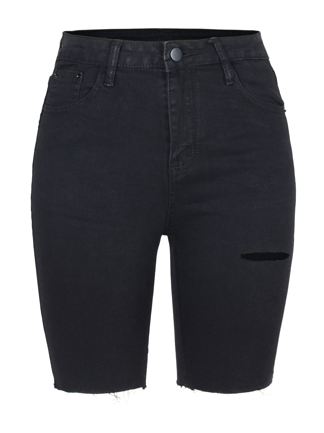 Pantalones cortos de mezclilla rotos con cintura alta