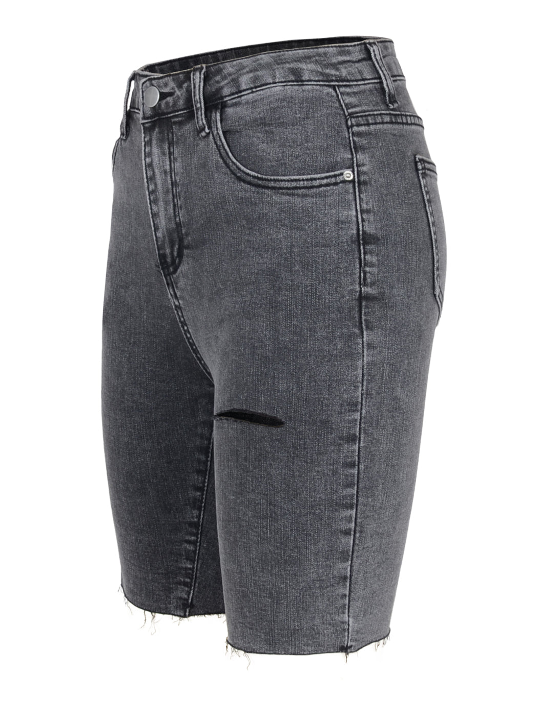 Pantalones cortos de mezclilla rotos con cintura alta