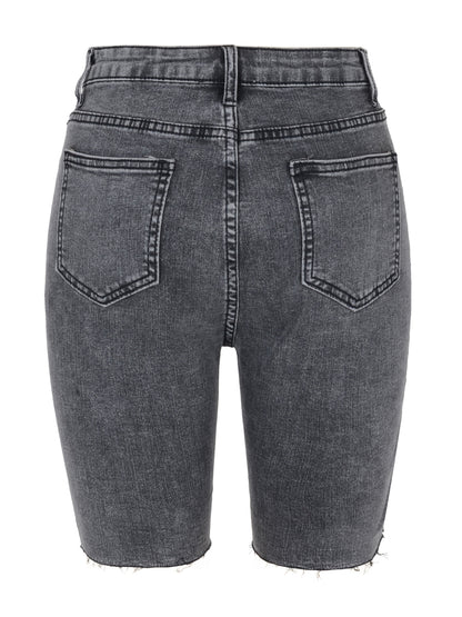 High Waisted Ripped Denim Shorts