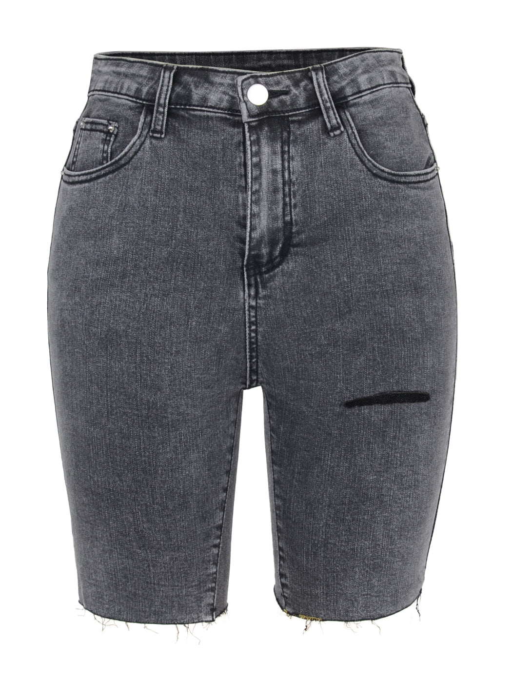 Pantalones cortos de mezclilla rotos con cintura alta