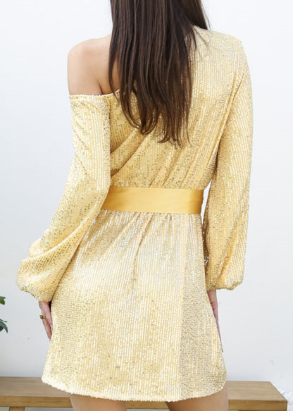 Vestido de fiesta con lentejuelas y purpurina para club