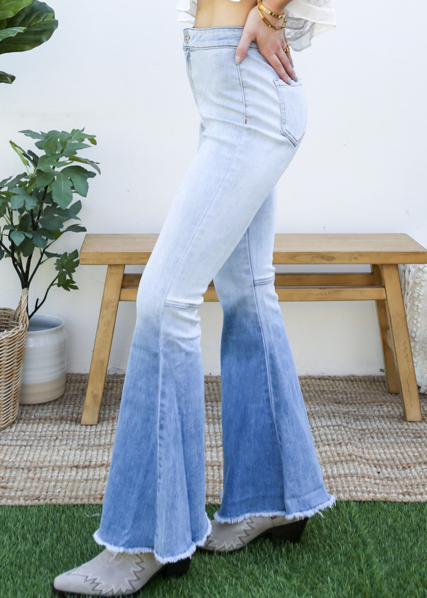 Pantalones vaqueros de cintura alta con campana