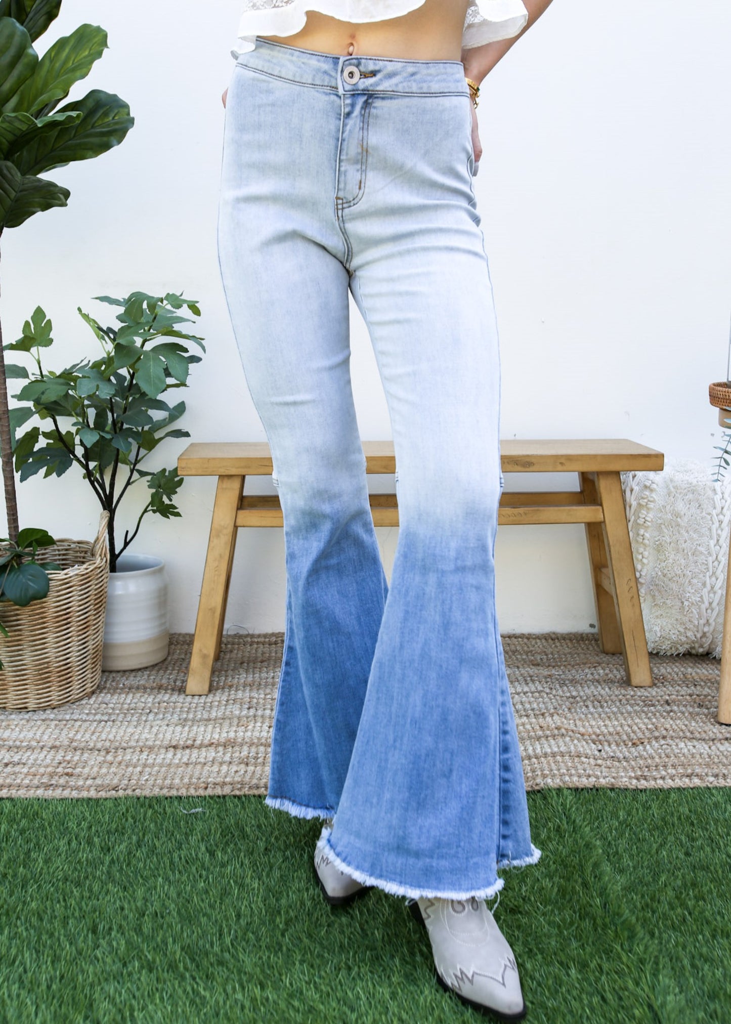 Pantalones vaqueros de cintura alta con campana