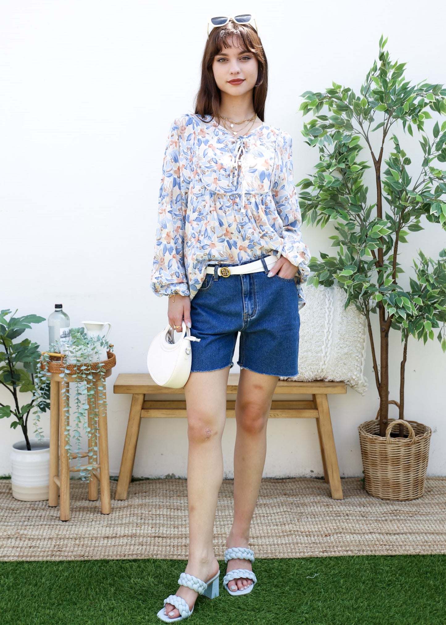 Anna-Kaci Women Summer Boho Ruffle Shirt Drawstring Long Sleeve Flowy Blouse