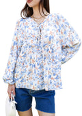 Blusa holgada de manga larga con cordón y camisa con volantes estilo bohemio de verano para mujer de Anna-Kaci