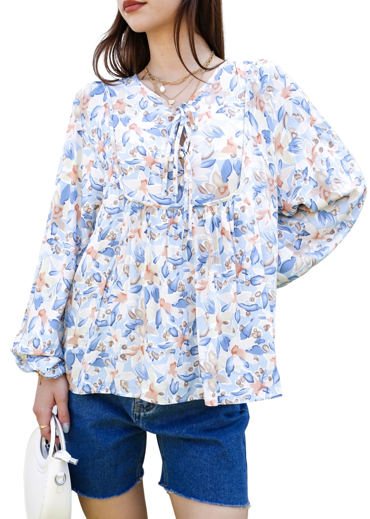 Anna-Kaci Women Summer Boho Ruffle Shirt Drawstring Long Sleeve Flowy Blouse