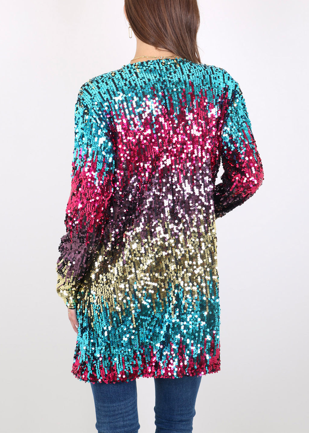 Chaqueta de lentejuelas para mujer de Anna-Kaci, abrigo abierto por delante, blazer, prenda exterior para fiesta, cóctel, cárdigan