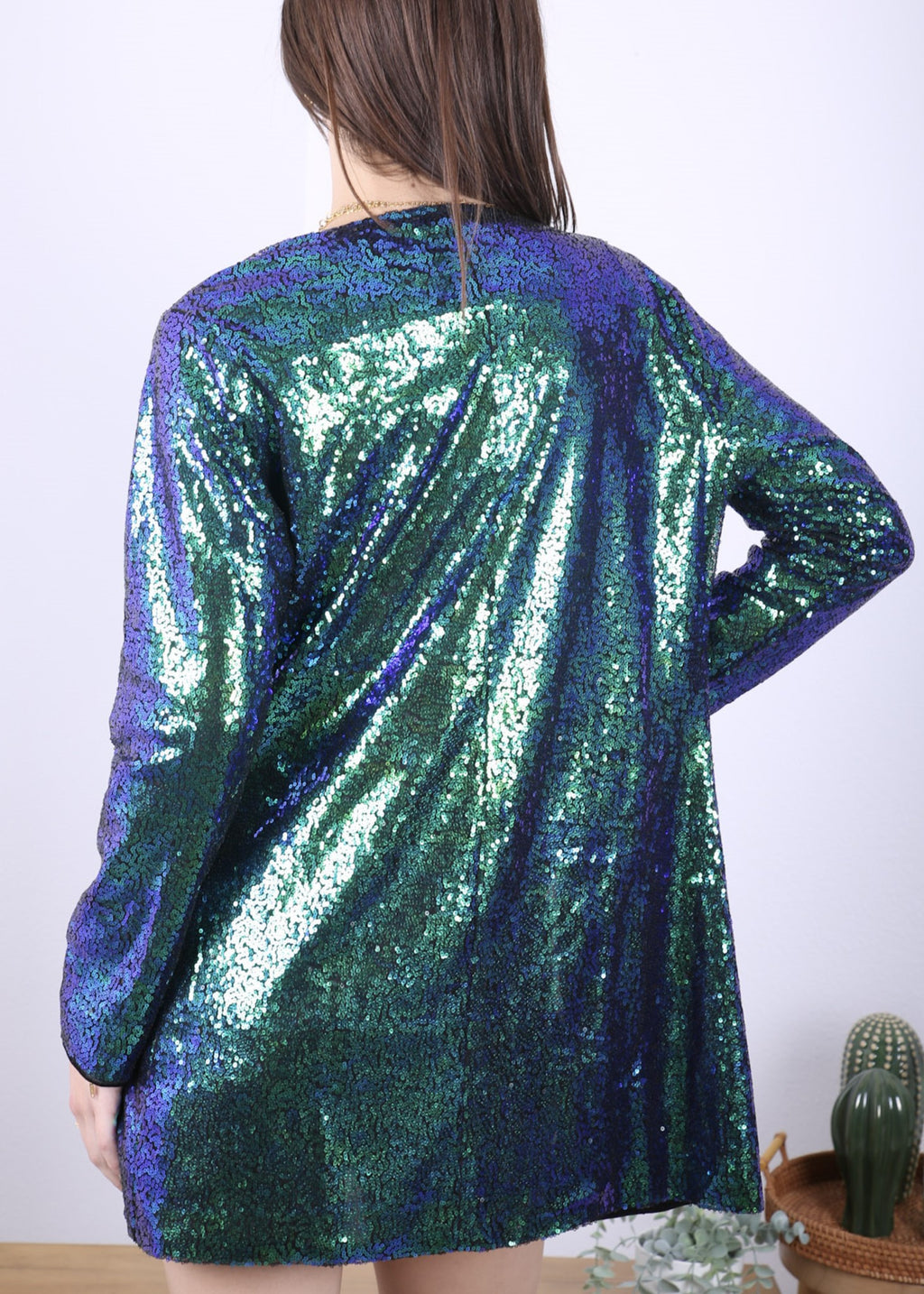 Chaqueta de lentejuelas para mujer de Anna-Kaci, abrigo abierto por delante, blazer, prenda exterior para fiesta, cóctel, cárdigan