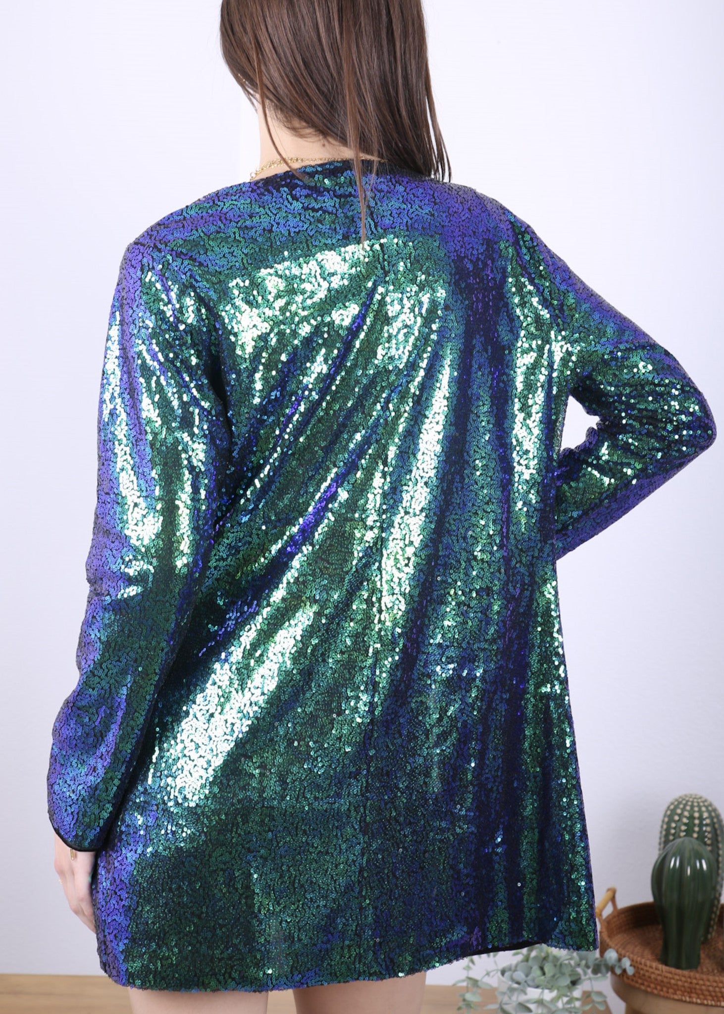 Chaqueta de lentejuelas para mujer de Anna-Kaci, abrigo abierto por delante, blazer, prenda exterior para fiesta, cóctel, cárdigan