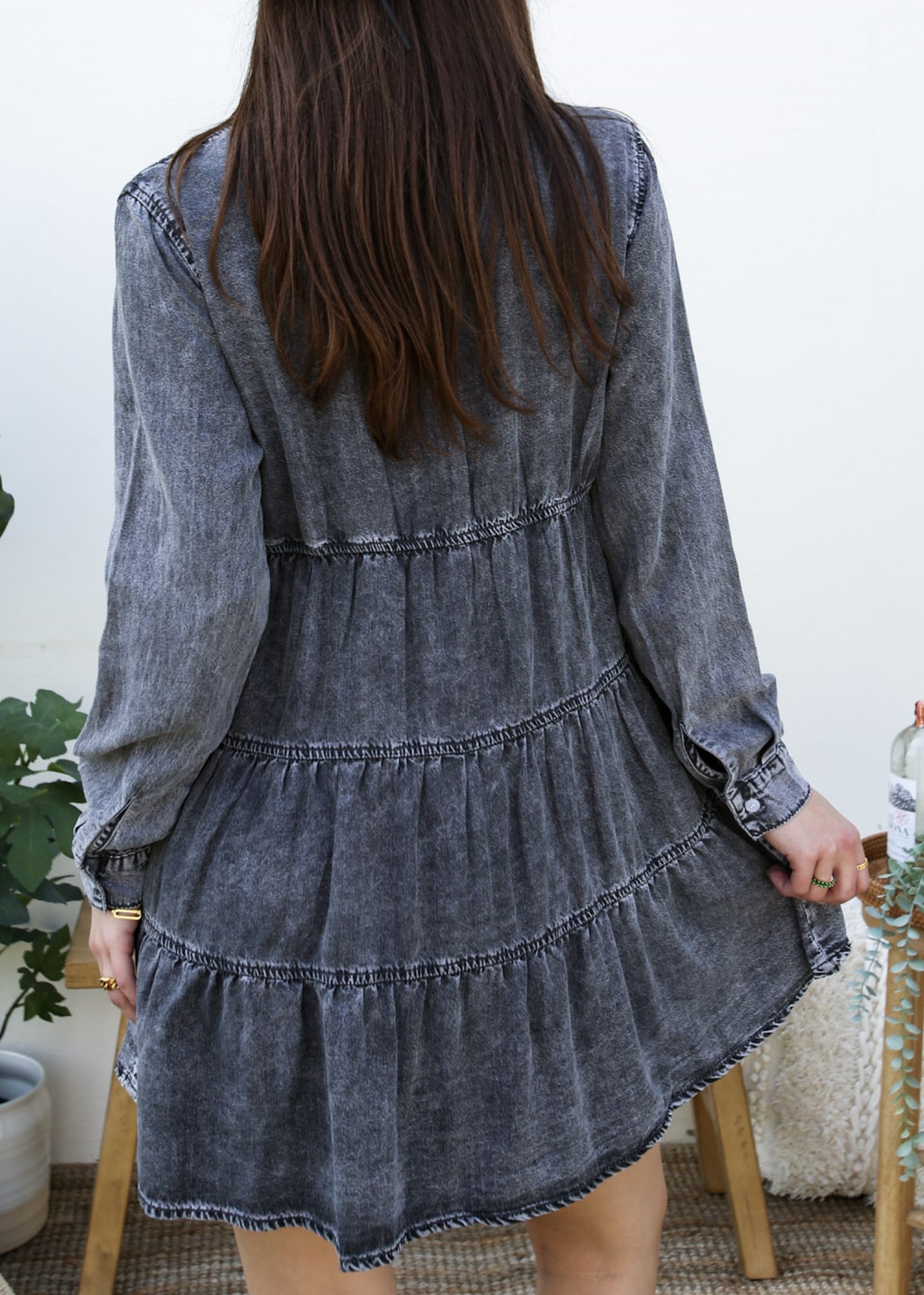 Button-Down Tiered Denim Shirt Dress Anna-Kaci Button-Down Tiered Denim Shirt Dress Anna-Kaci
