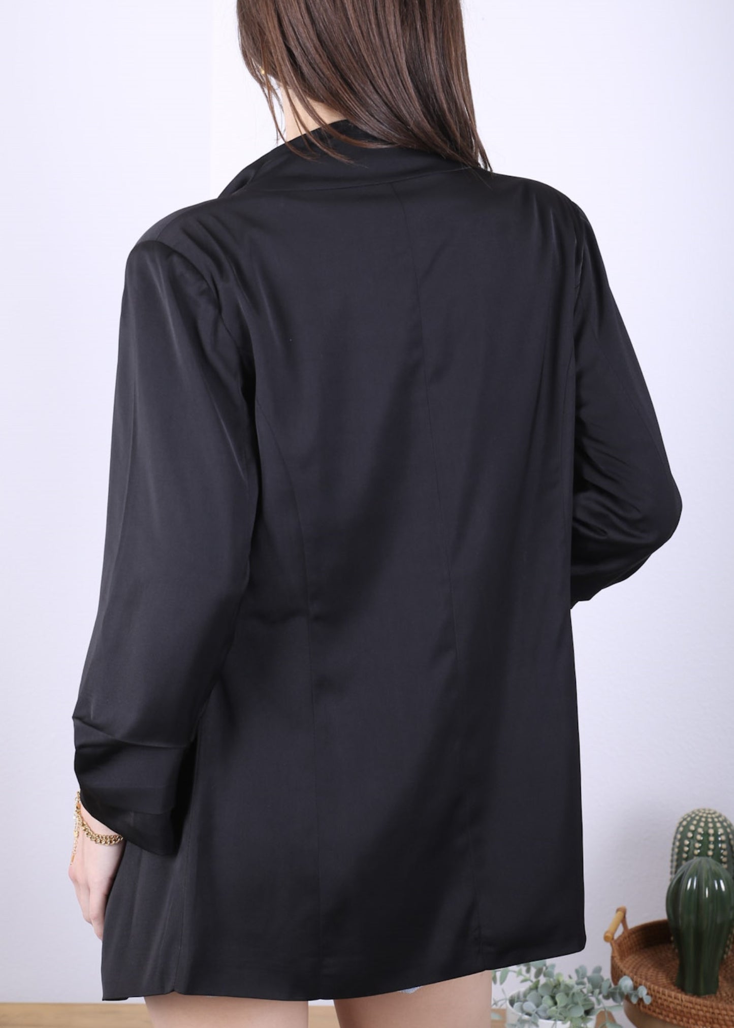 Blazer fruncido con parte delantera abierta 