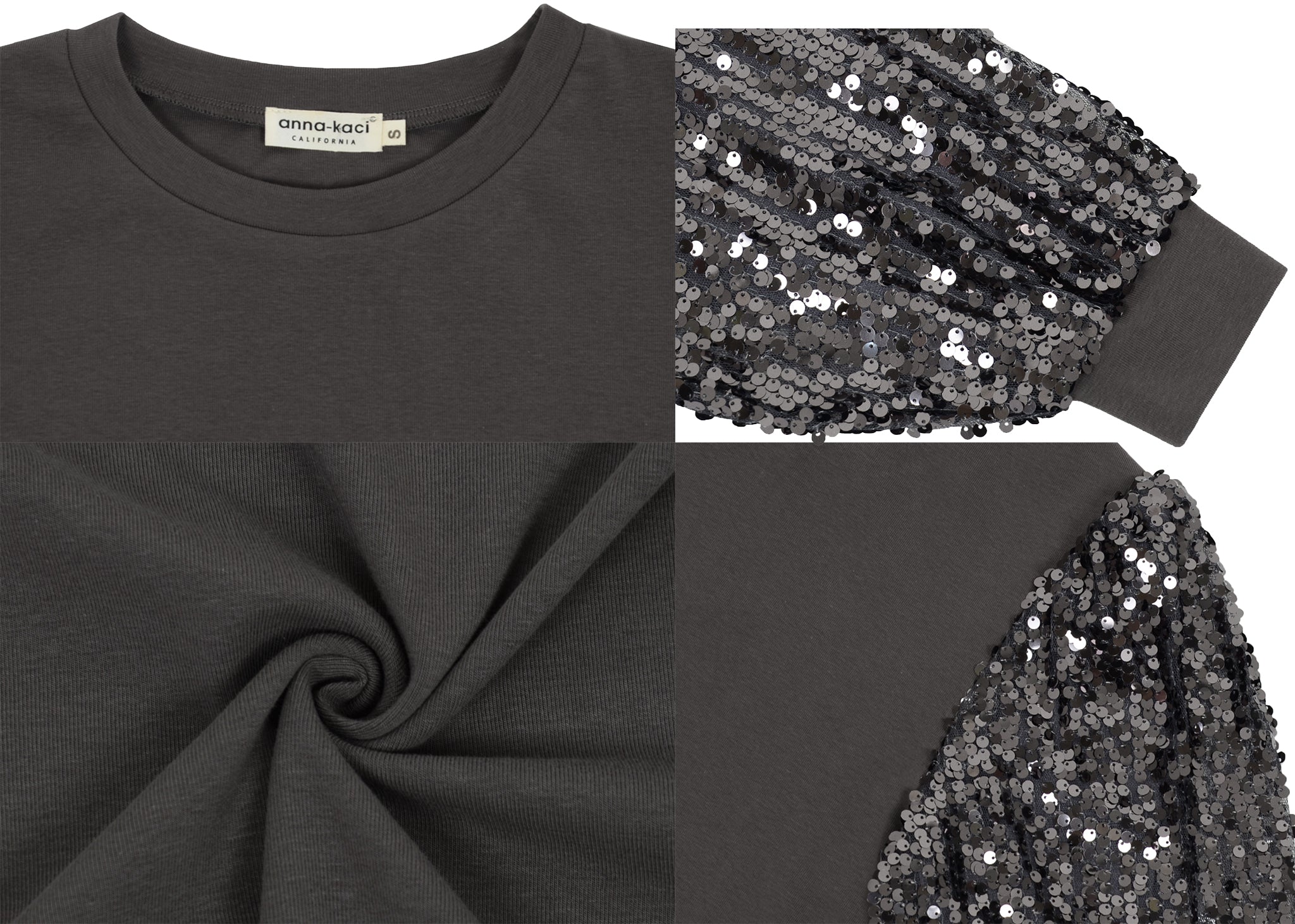 Anna-Kaci Women's Confetti Sequin Balloon Long Sleeve Round Neck Pullover Dress