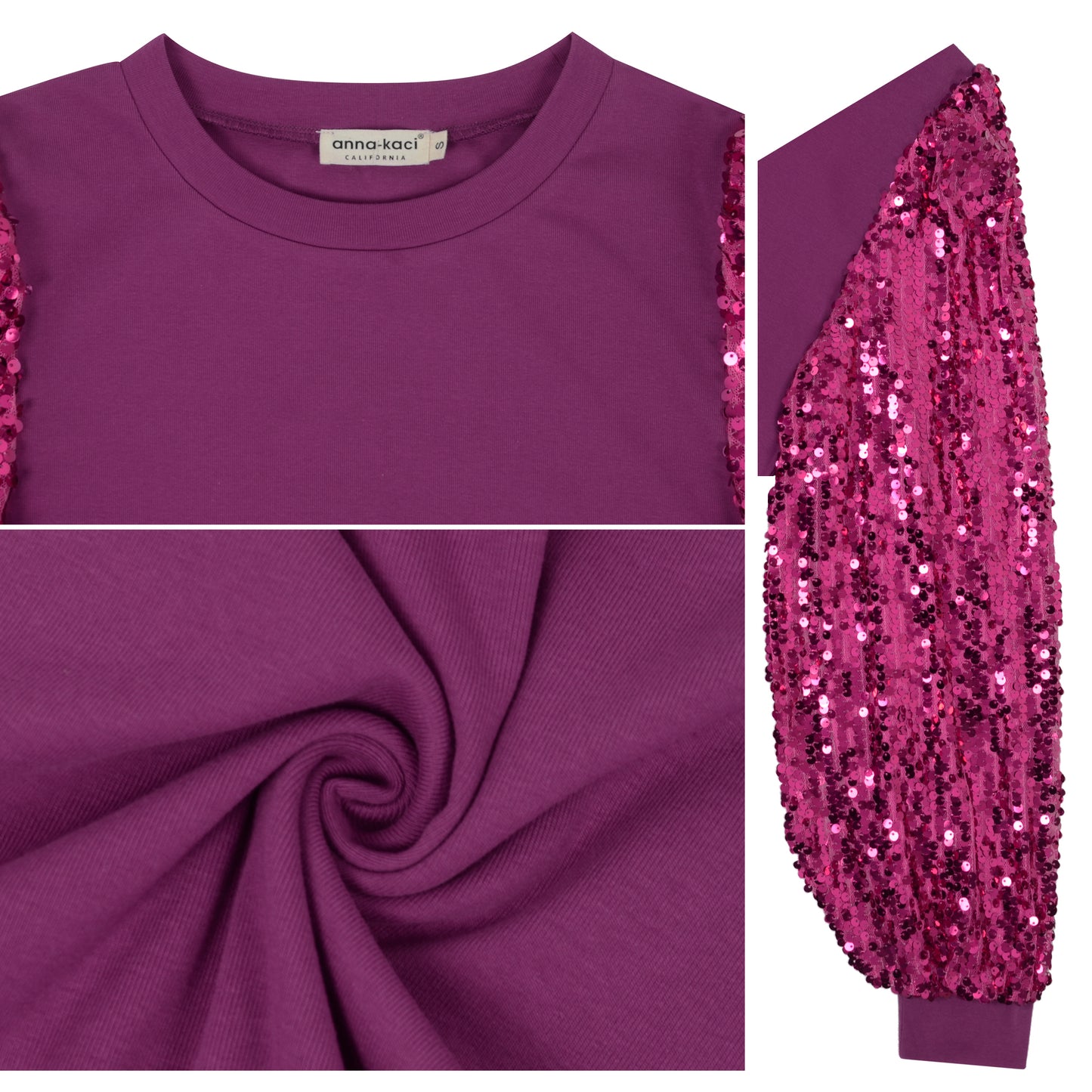 Vestido estilo jersey de cuello redondo y manga larga con diseño de globo y lentejuelas de confeti para mujer de Anna-Kaci