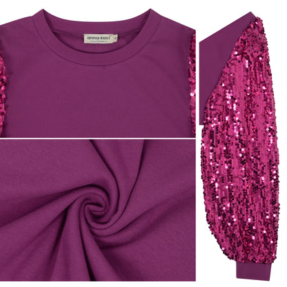 Vestido estilo jersey de cuello redondo y manga larga con diseño de globo y lentejuelas de confeti para mujer de Anna-Kaci