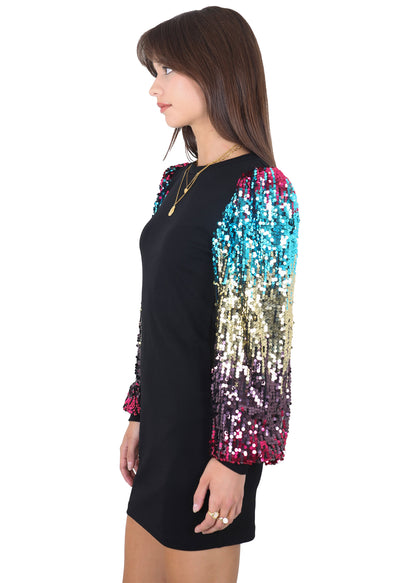Vestido estilo jersey de cuello redondo y manga larga con diseño de globo y lentejuelas de confeti para mujer de Anna-Kaci