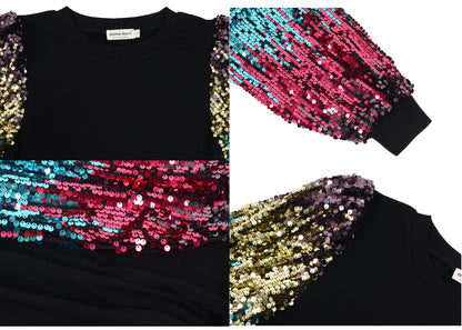 Vestido estilo jersey de cuello redondo y manga larga con diseño de globo y lentejuelas de confeti para mujer de Anna-Kaci