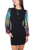 Vestido estilo jersey de cuello redondo y manga larga con diseño de globo y lentejuelas de confeti para mujer de Anna-Kaci