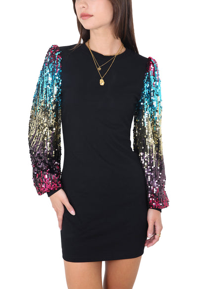 Vestido estilo jersey de cuello redondo y manga larga con diseño de globo y lentejuelas de confeti para mujer de Anna-Kaci