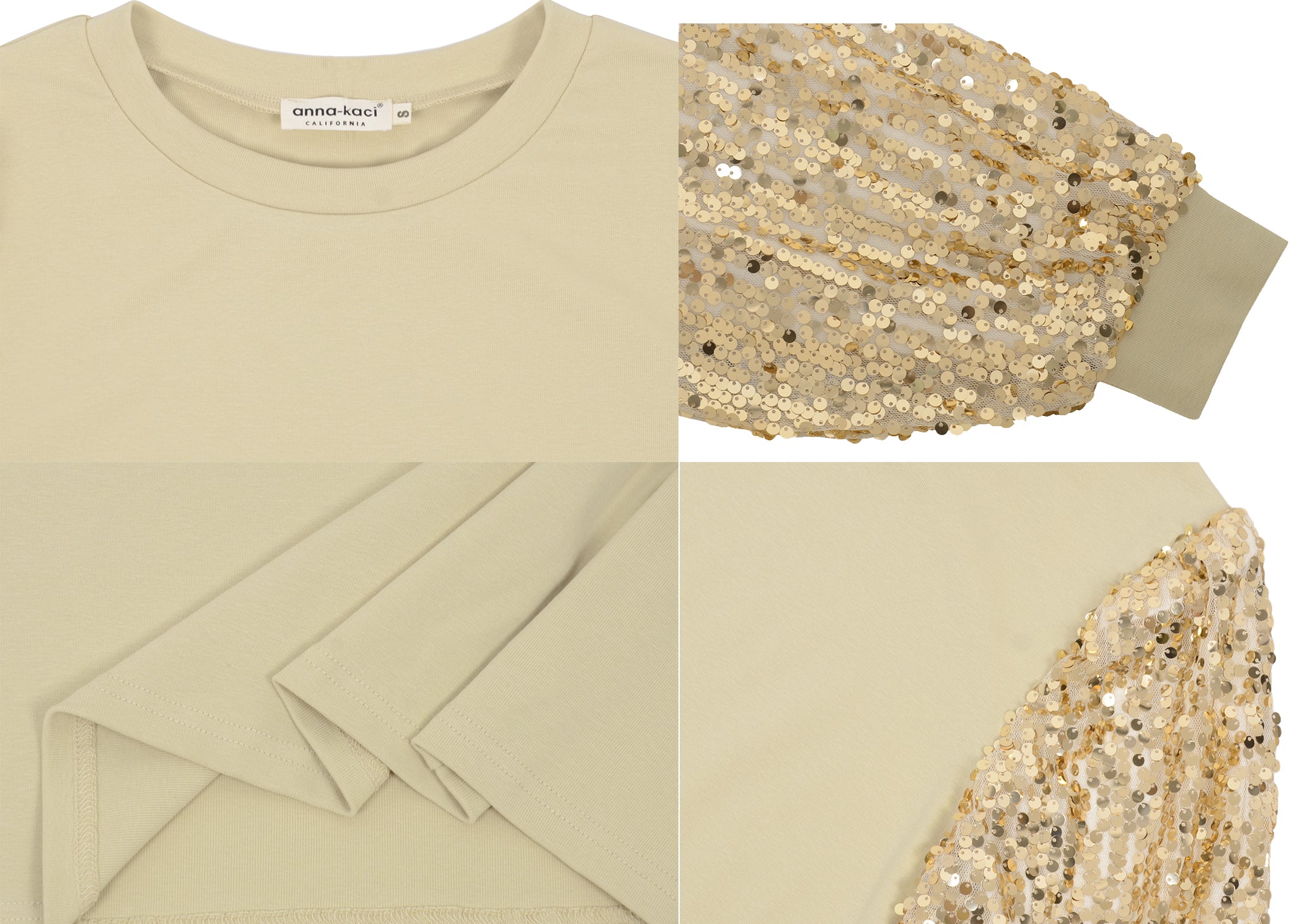 Anna-Kaci Women's Confetti Sequin Balloon Long Sleeve Round Neck Pullover Dress