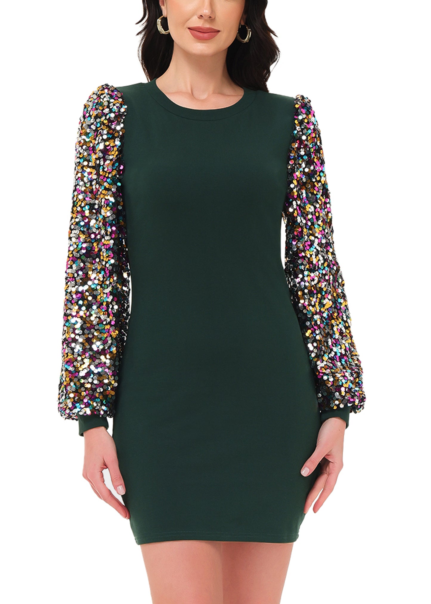 Vestido estilo jersey de cuello redondo y manga larga con diseño de globo y lentejuelas de confeti para mujer de Anna-Kaci