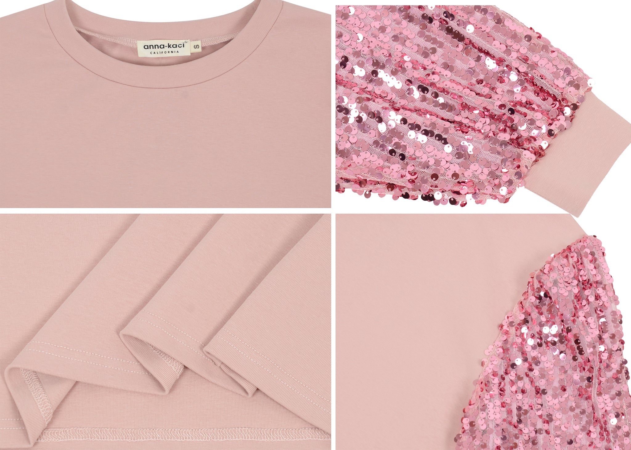 Anna-Kaci Women's Confetti Sequin Balloon Long Sleeve Round Neck Pullover Dress