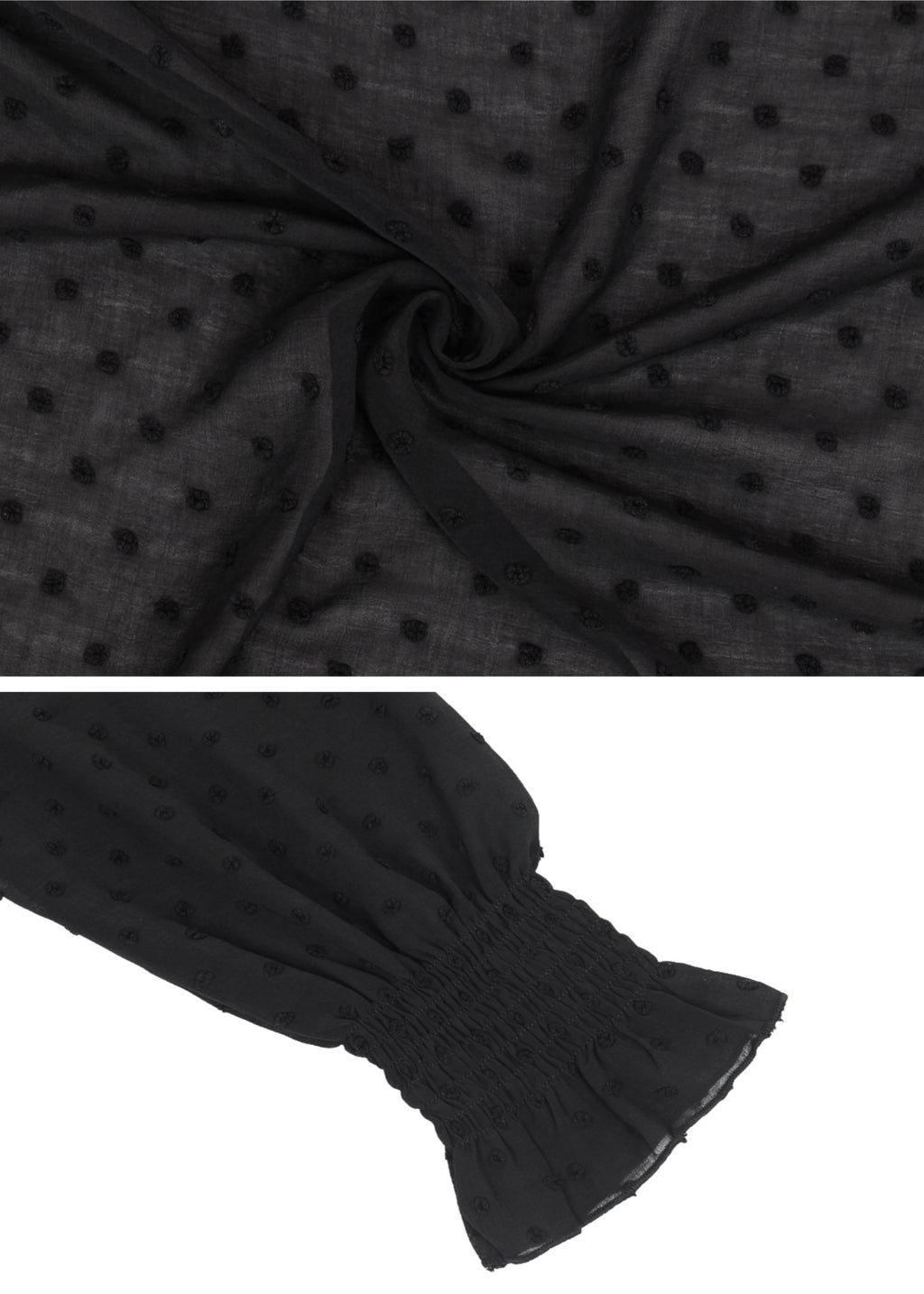 Vestido largo de manga larga con lunares suizos y forro para mujer de Anna-Kaci con detalle anudado y fruncido y escote cuadrado
