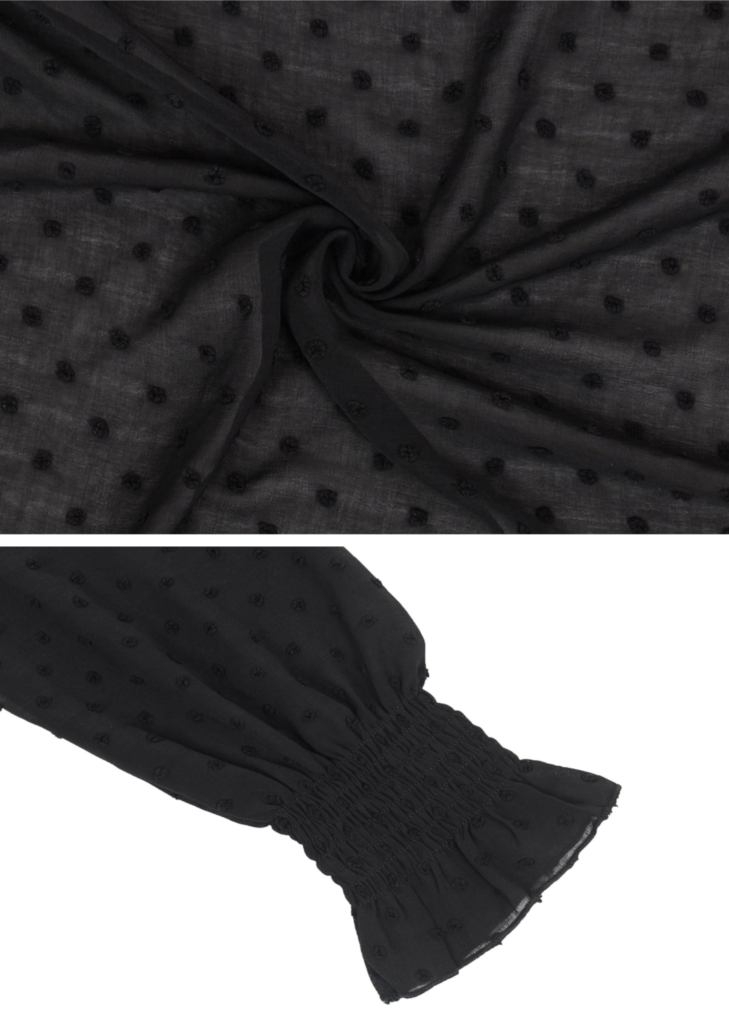 Vestido largo de manga larga con lunares suizos y forro para mujer de Anna-Kaci con detalle anudado y fruncido y escote cuadrado