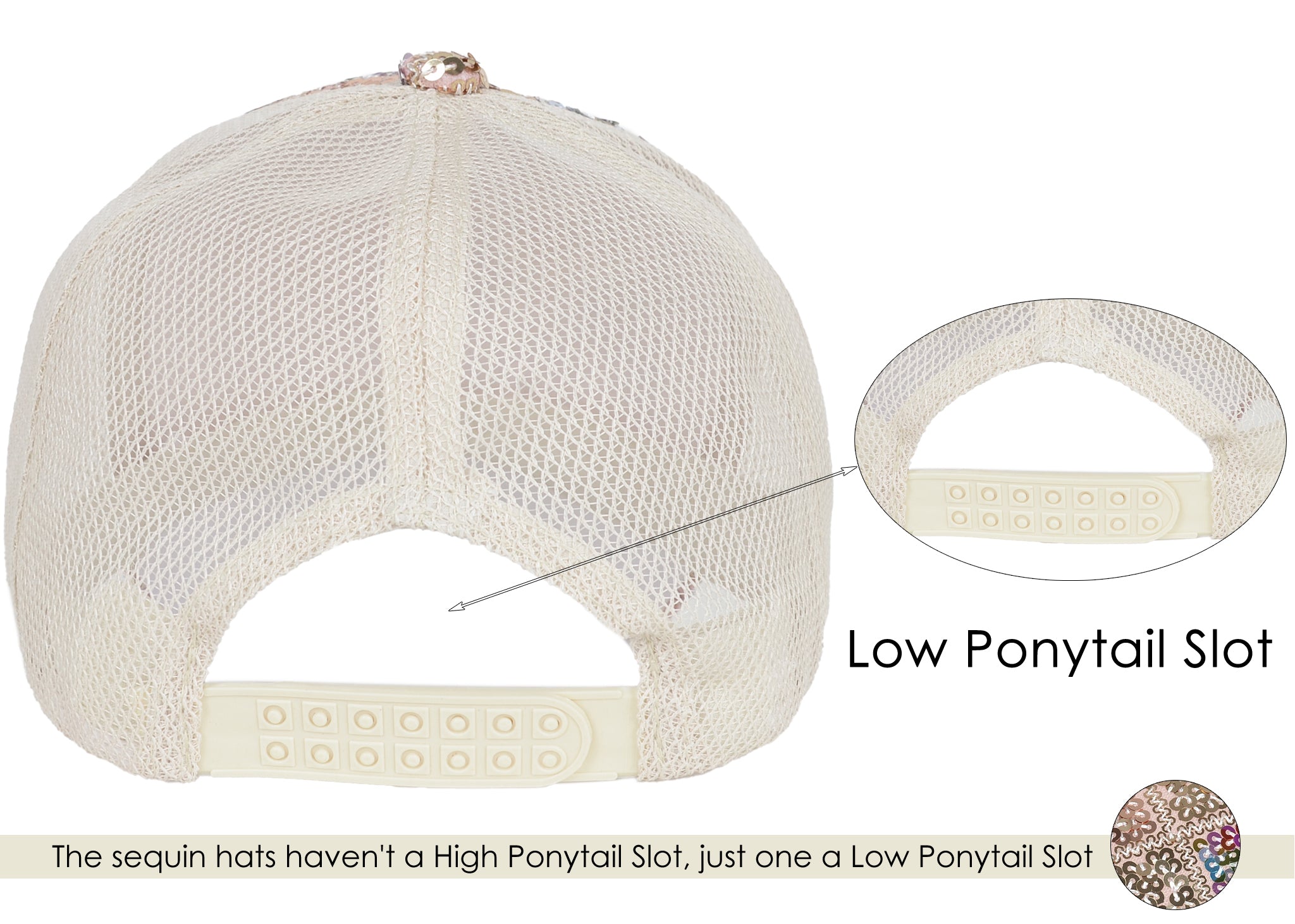 Gorra de béisbol para mujer Anna-Kaci, gorra con cola de caballo con purpurina, gorra de moño alto desordenado, gorra de camionero para papá
