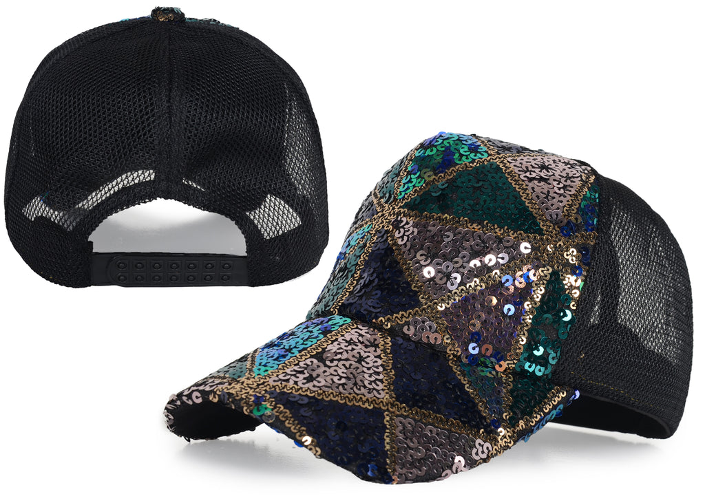 Gorra de béisbol para mujer Anna-Kaci, gorra con cola de caballo con purpurina, gorra de moño alto desordenado, gorra de camionero para papá