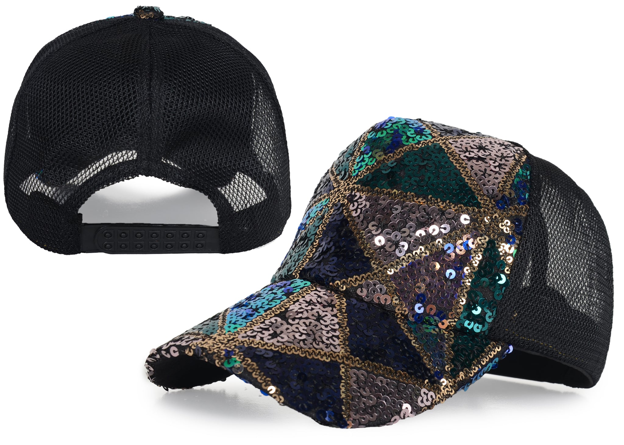 Gorra de béisbol para mujer Anna-Kaci, gorra con cola de caballo con purpurina, gorra de moño alto desordenado, gorra de camionero para papá