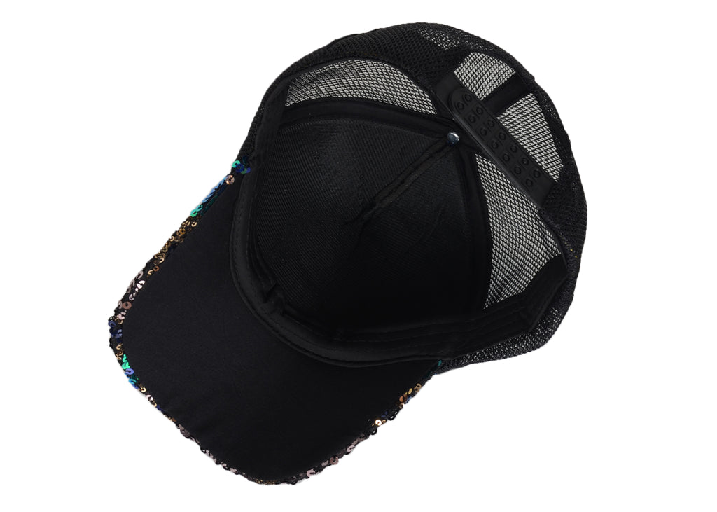 Gorra de béisbol para mujer Anna-Kaci, gorra con cola de caballo con purpurina, gorra de moño alto desordenado, gorra de camionero para papá