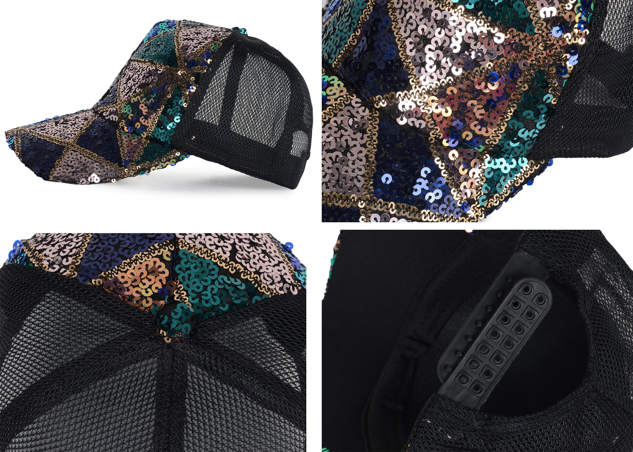 Gorra de béisbol para mujer Anna-Kaci, gorra con cola de caballo con purpurina, gorra de moño alto desordenado, gorra de camionero para papá