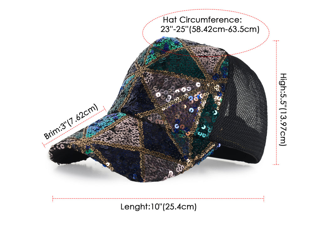 Gorra de béisbol para mujer Anna-Kaci, gorra con cola de caballo con purpurina, gorra de moño alto desordenado, gorra de camionero para papá