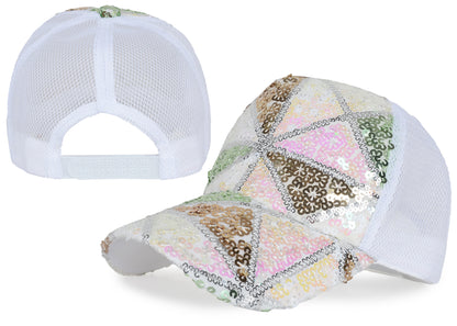 Anna-Kaci Womens Baseball Cap Glitter Ponytail Hat High Messy Bun Ponycap Trucker Dad Hat