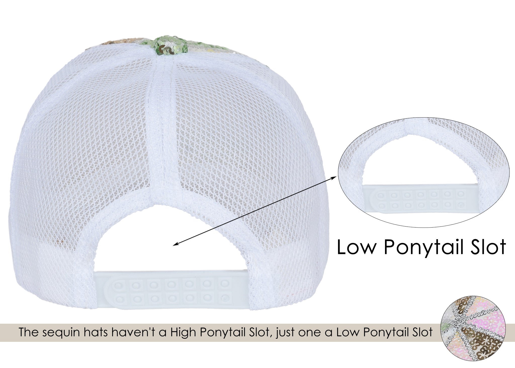 Gorra de béisbol para mujer Anna-Kaci, gorra con cola de caballo con purpurina, gorra de moño alto desordenado, gorra de camionero para papá