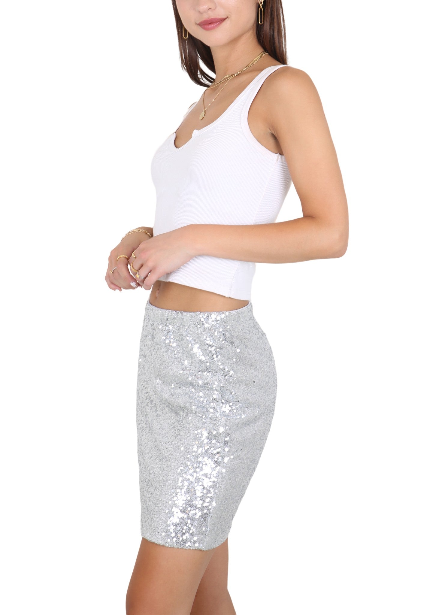 Minifalda tubo elástica con lentejuelas brillantes y elegante para mujer de Anna-Kaci Vegas Night Out