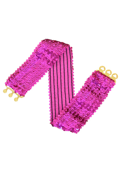 Anna-Kaci Women Glitter Sequin Belts Stretchy Sparkly Cinch Belt Disco Party Costume Elastic Waist Accessory