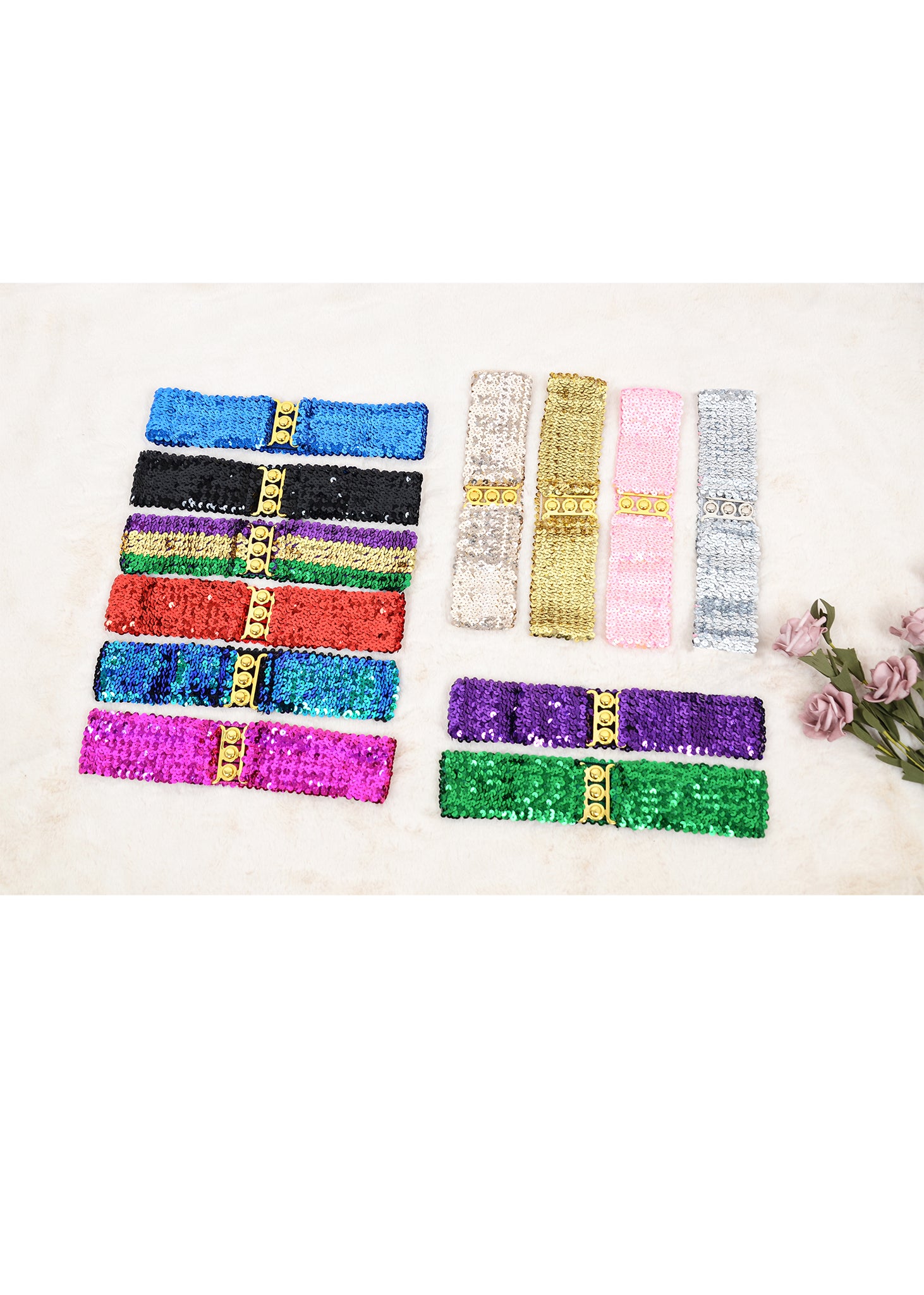 Cinturones de lentejuelas brillantes para mujer de Anna-Kaci, cinturón elástico brillante con cintura elástica para disfraz de fiesta de discoteca