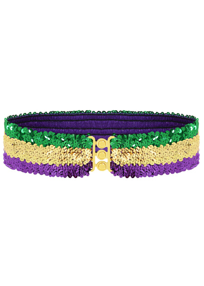 Anna-Kaci Women Glitter Sequin Belts Stretchy Sparkly Cinch Belt Disco Party Costume Elastic Waist Accessory