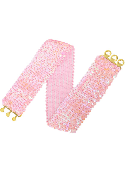 Anna-Kaci Women Glitter Sequin Belts Stretchy Sparkly Cinch Belt Disco Party Costume Elastic Waist Accessory