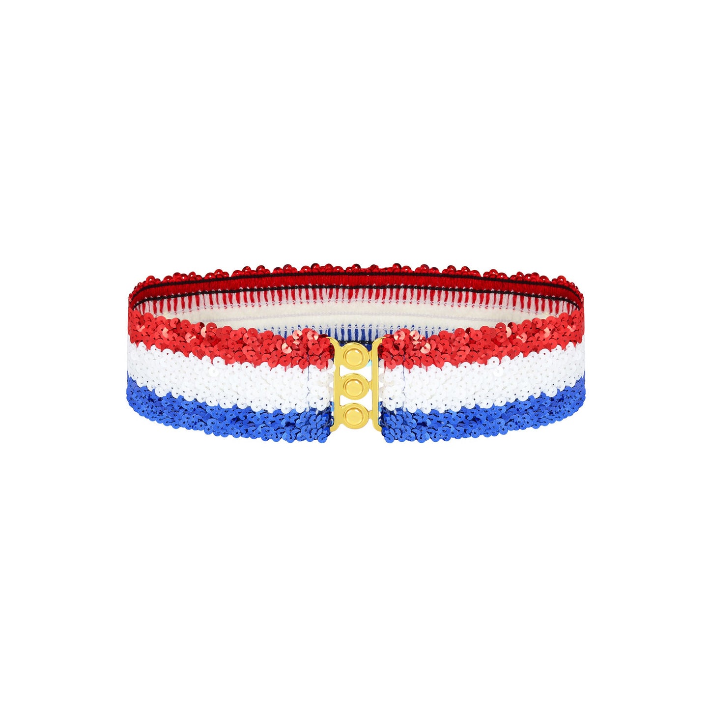 Anna-Kaci Women's Sequin Elastic Waist Belt with Gold Tone Clasp