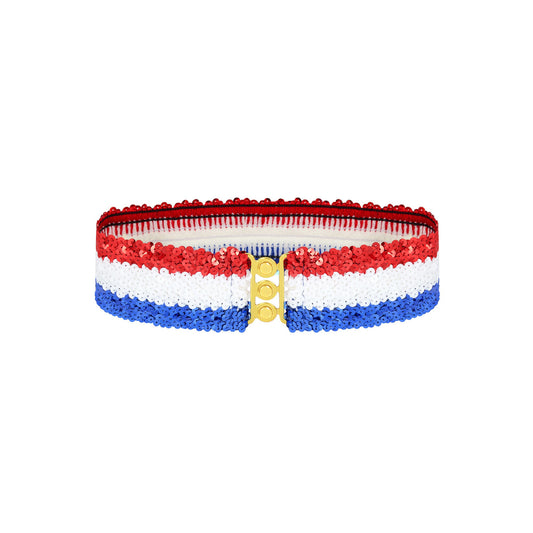 Anna-Kaci Women's Sequin Elastic Waist Belt with Gold Tone Clasp