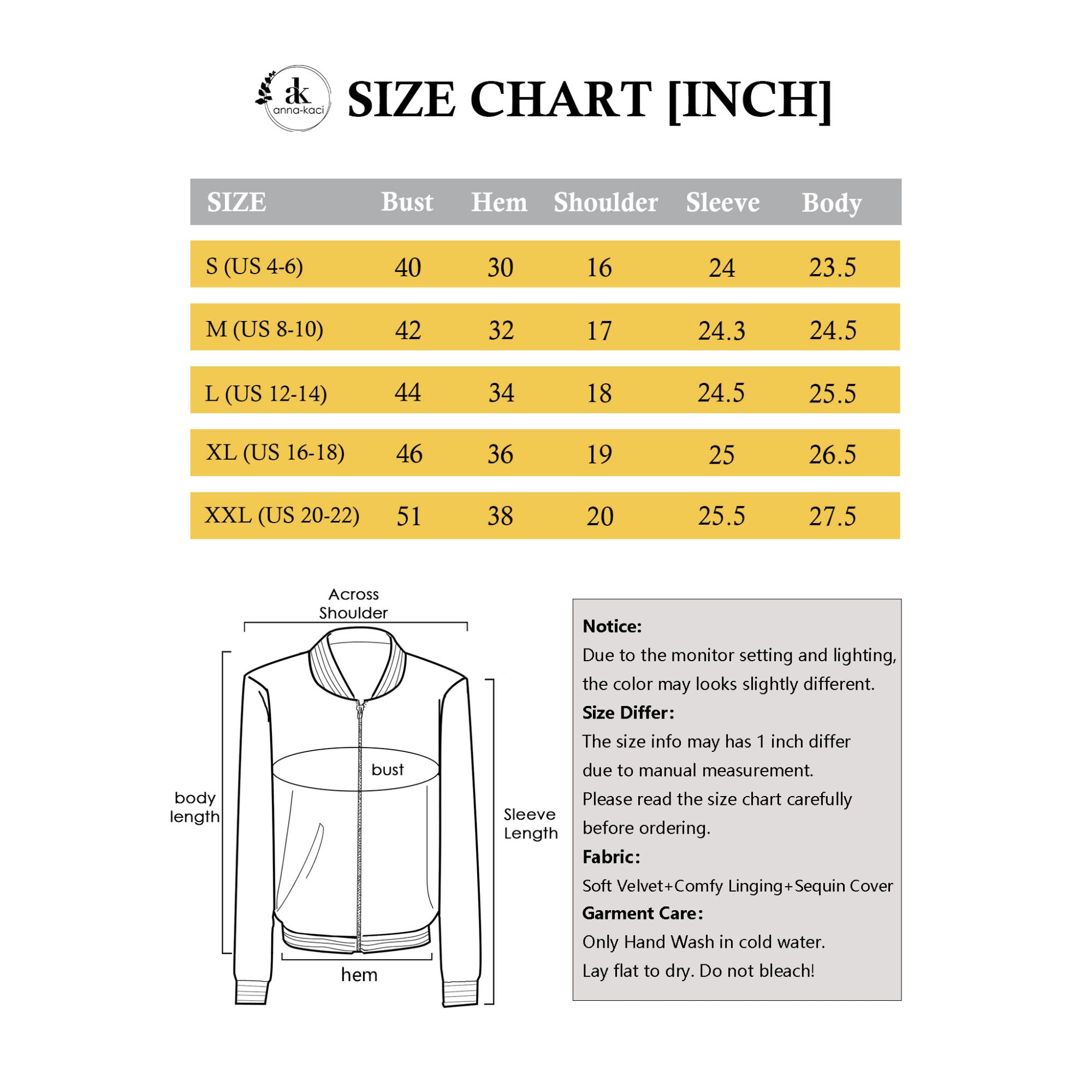 Anna-Kaci Sparkly Sequin Jacket Glitter Long Sleeves Zip Up Bomber Velvet Jacket