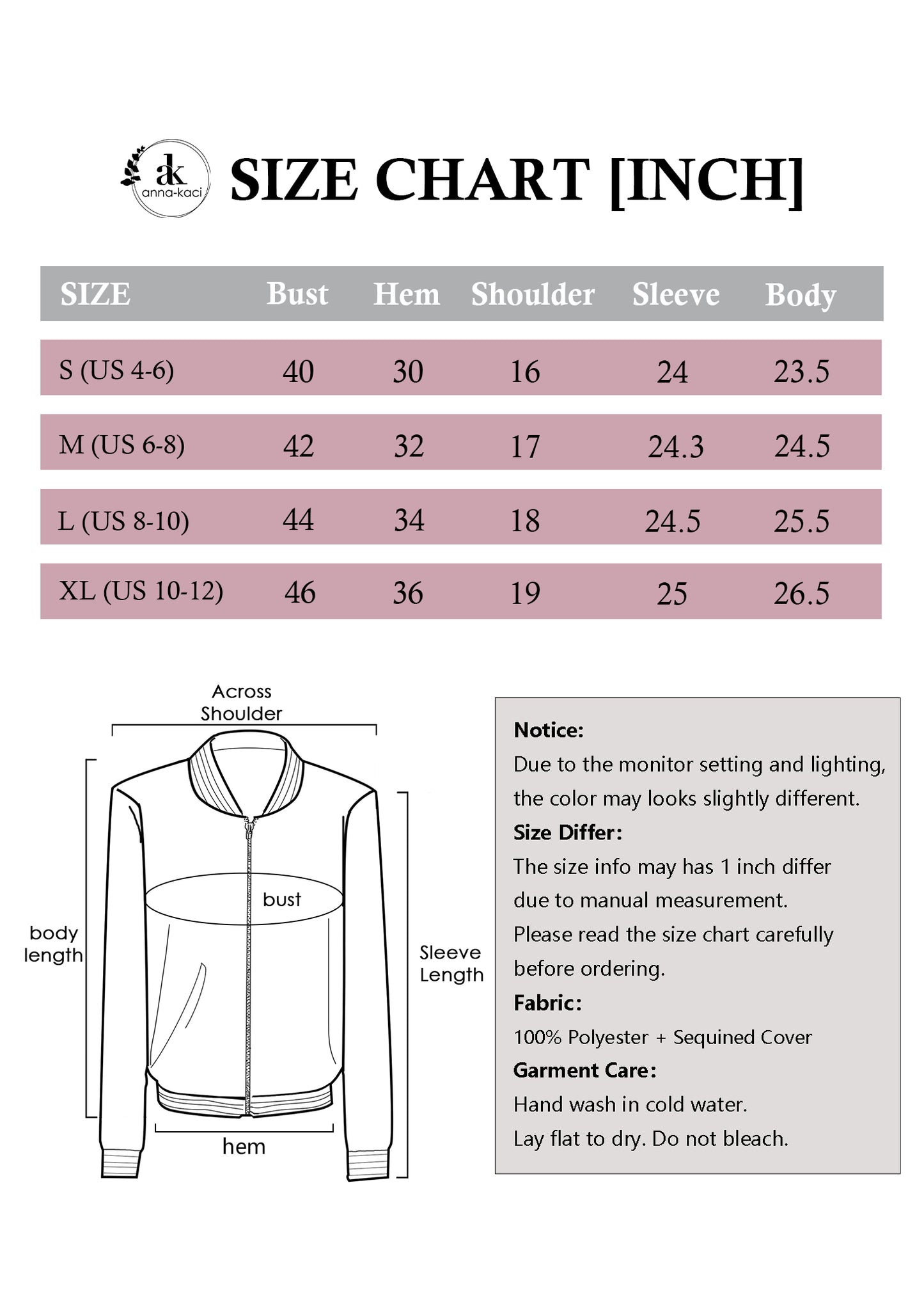 Anna-Kaci Womens Sparkly Sequin Jacket Glitter Long Sleeves Front Zip Up Bomber Jacket with Ribbed Cuffs