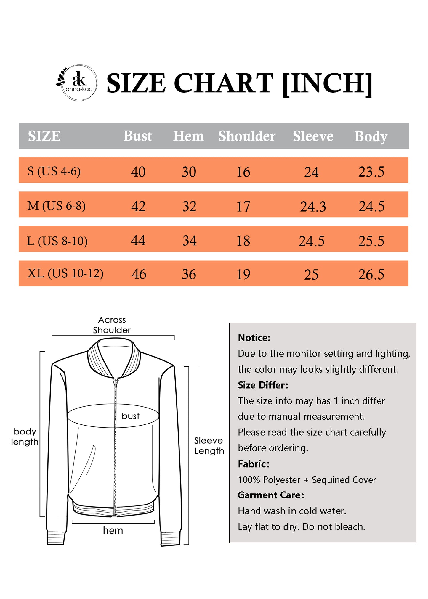 Anna-Kaci Womens Sparkly Sequin Jacket Glitter Long Sleeves Front Zip Up Bomber Jacket with Ribbed Cuffs